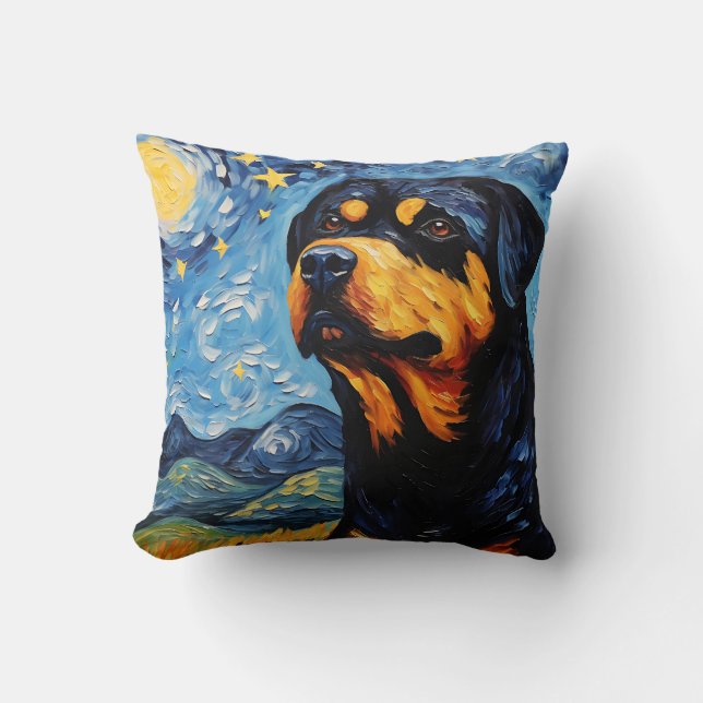 Rottweiler Starry Night Kudde (Framsida)