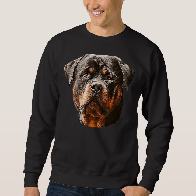 Rottweiler Stunning Hund Head Lång Ärmad Tröja (Framsida)