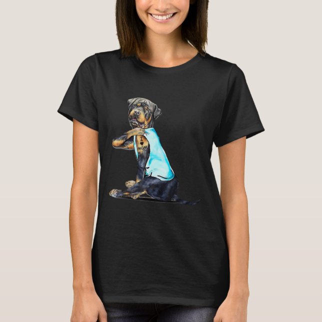 Rottweiler Tattoos I Kärlek MAMMA Sitta Gift T Shirt (Framsida)