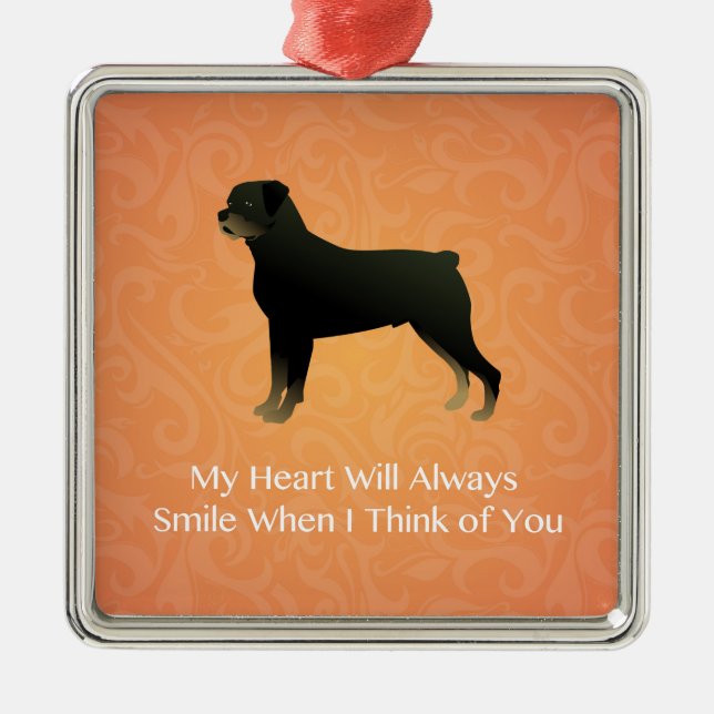 Rottweiler - Thinking You - Pet Memorial Julgransprydnad Metall (Framsidan)