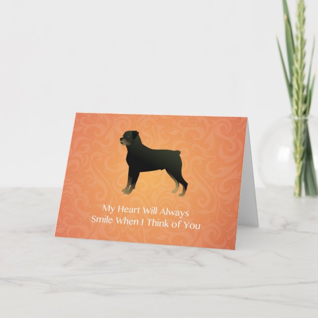 Rottweiler - Thinking You - Pet Memorial Kort (Framsida)