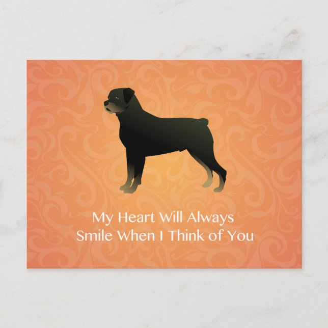 Rottweiler - Thinking You - Pet Memorial Vykort (Framsida)