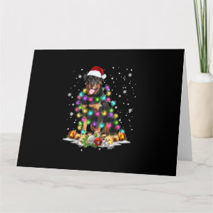 Rottweiler Tomte Julgran Ljusslingar Xmas Kort