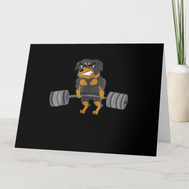 Rottweiler Tyngdlyftning Bodybuilding Hund Kort (Framsida)