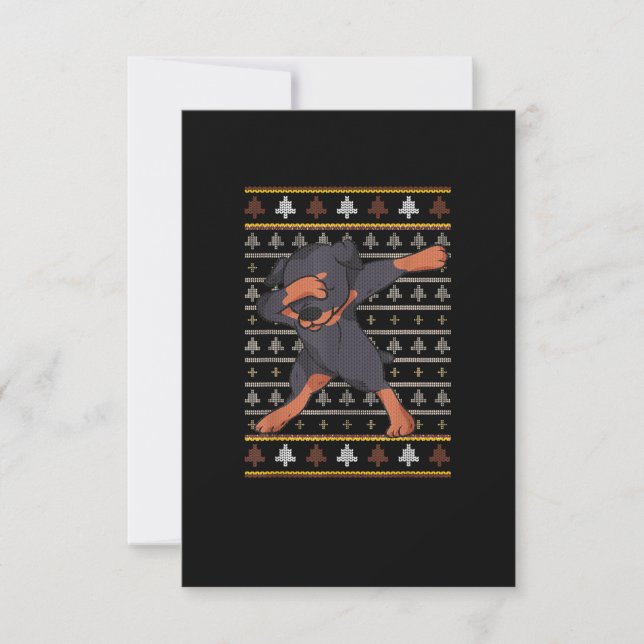 Rottweiler Ugly Sweater jul Hund Dab Dance OSA Kort (Framsida)