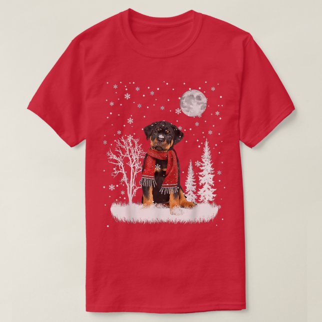 Rottweiler under Moonlight Snö jul Pajama T Shirt (Design framsida)