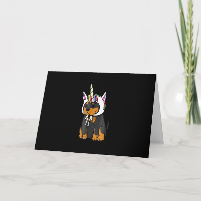 Rottweiler Unicorn Hund Tack Kort (Framsida)