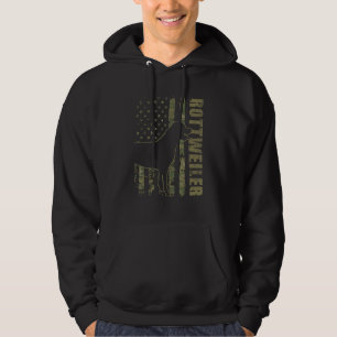Rottweiler - USA American Flagga Camouflage Hund O Hoodie