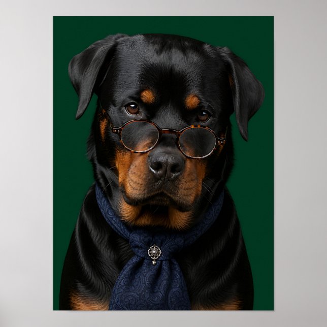 Rottweiler Väggkonst — Distinkt Professor Husdjur  (Framsidan)
