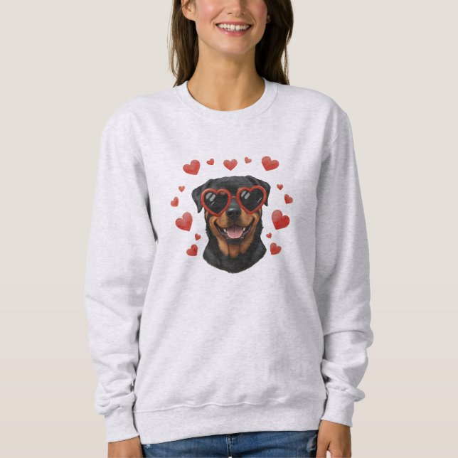 Rottweiler Valentine Oil Painting Dog Portrait T Shirt (Framsida)