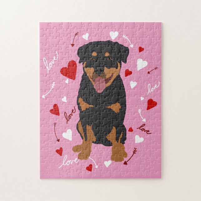 Rottweiler Valentines day Pussel (Vertikal)