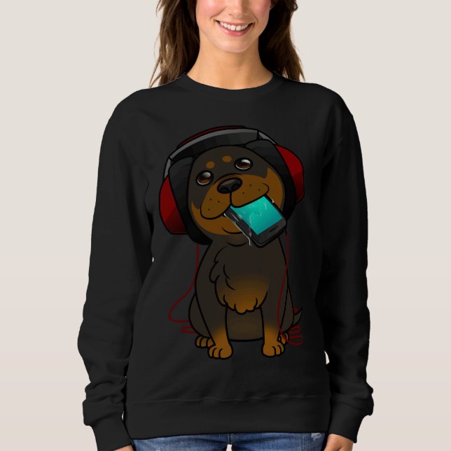 Rottweiler-Valp för hörlurar T Shirt (Framsida)