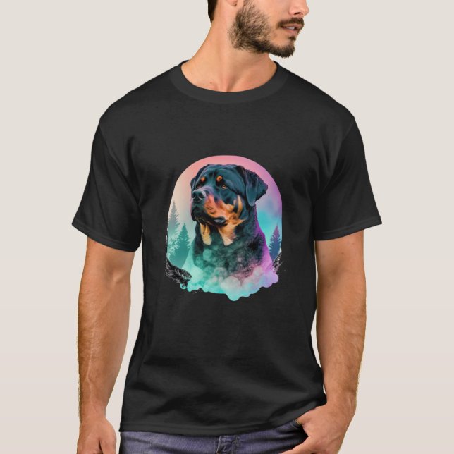 Rottweiler Vaporwave Retrowave Aesthetic 1 T Shirt (Framsida)