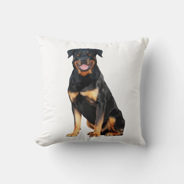Rottweiler Vatten Färg Art Painting Kudde (Framsida)