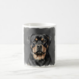 Rottweiler Vattenfärgporträtt Kaffemugg