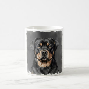Rottweiler Vattenfärgporträtt Kaffemugg
