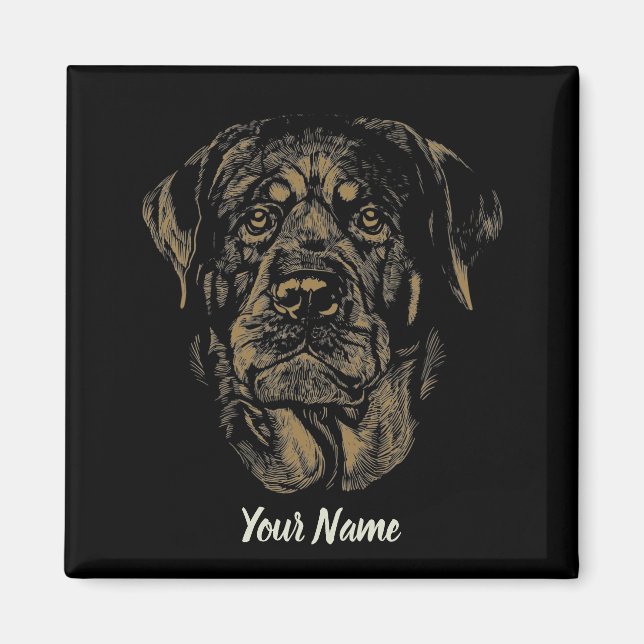 Rottweiler Vintage Porträtt Rottie Design Magnet (Framsidan)