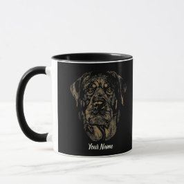 Rottweiler Vintage Porträtt Rottie Design Mugg