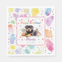 Rottweiler Watercolor Pappra Napkins