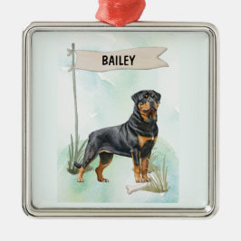 Rottweiler Watercolor Personalized Dog Julgransprydnad Metall