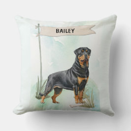 Rottweiler Watercolor Personalized Dog Kudde