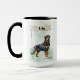 Rottweiler Watercolor Personalized Dog Mugg