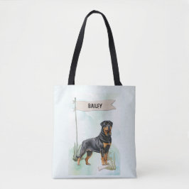 Rottweiler Watercolor Personalized Dog Tygkasse