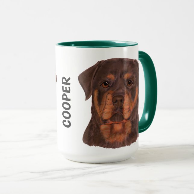 Rottweiler Watercolor Personlig mugg (Framsida höger)