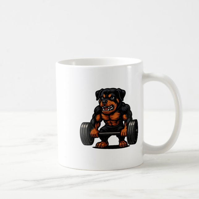 Rottweiler Weightlift Bodybuilding der Workout Gym Kaffemugg (Höger)