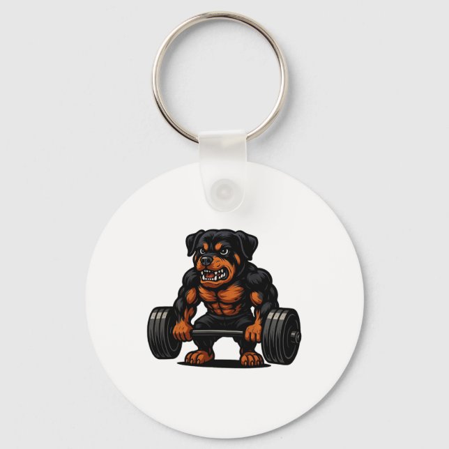 Rottweiler Weightlift Bodybuilding der Workout Gym Nyckelring (Framsida)