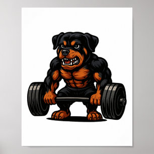 Rottweiler Weightlift Bodybuilding der Workout Gym Poster