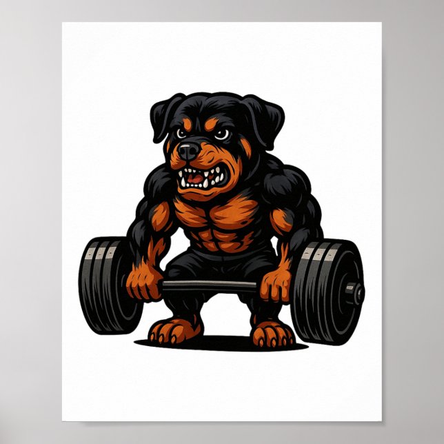 Rottweiler Weightlift Bodybuilding der Workout Gym Poster (Framsidan)