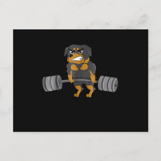 Rottweiler Weightlift Bodybuilding Hund Vykort (Framsida)