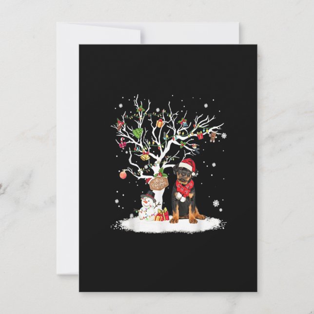 Rottweiler Winter Snow Tree Dog Christmas Winter Inbjudningar (Framsida)