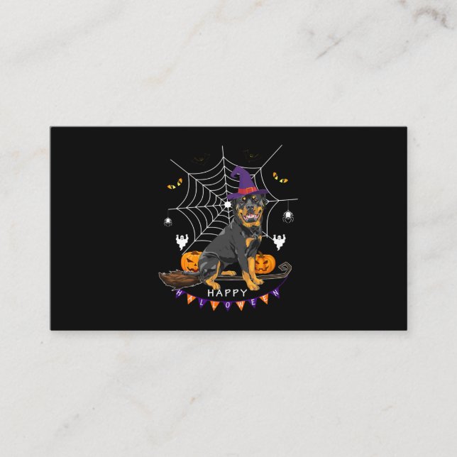Rottweiler Witch Pumpkin Halloween Manar Womens Hu Visitkort (Framsida)