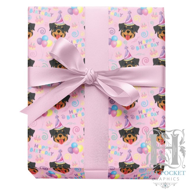 Rottweiler Wrapping Paper in Pink Presentpapper (Skapare uppladdad)