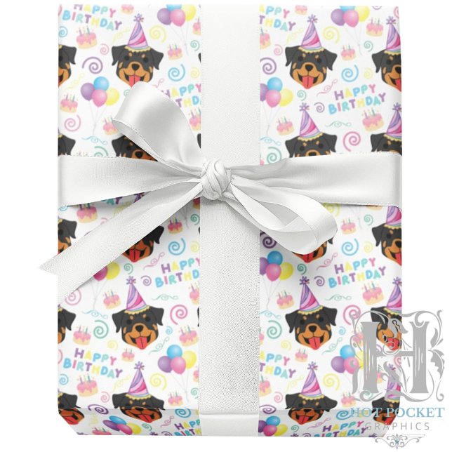Rottweiler Wrapping Paper in White Presentpapper (Skapare uppladdad)