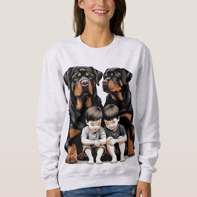  Rottweilers As Loyal Guardians Of Kids T Shirt (Framsida)