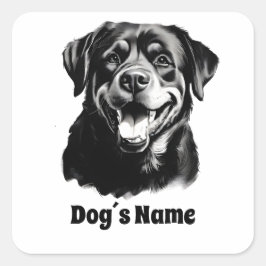 Rottweilers Black and White Silhoutte Fyrkantigt Klistermärke