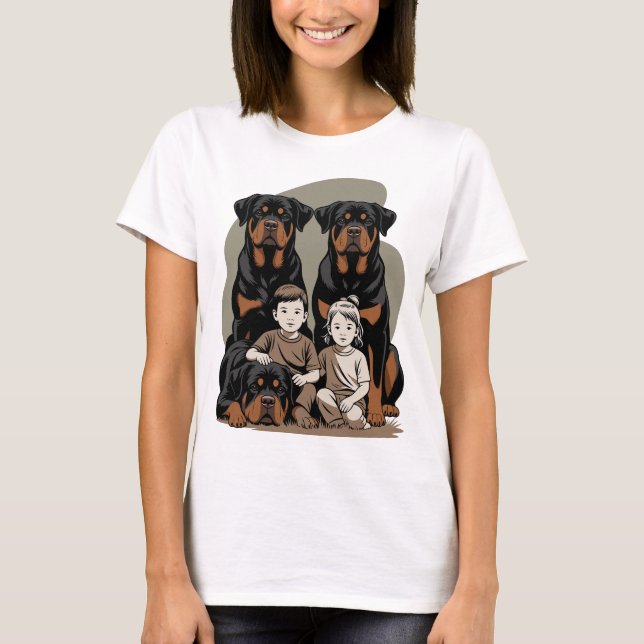 Rottweilers, Family Guards T Shirt (Framsida)
