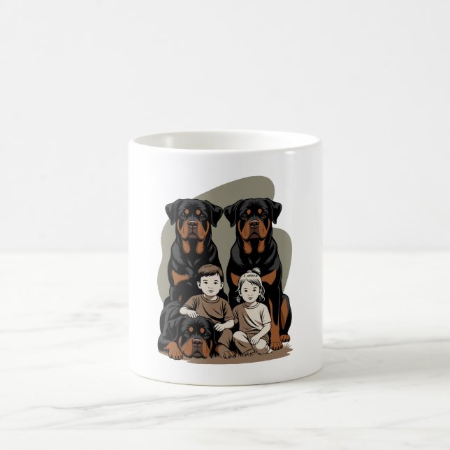 Rottweilers, Family Protective Dogs Kaffemugg (Center)