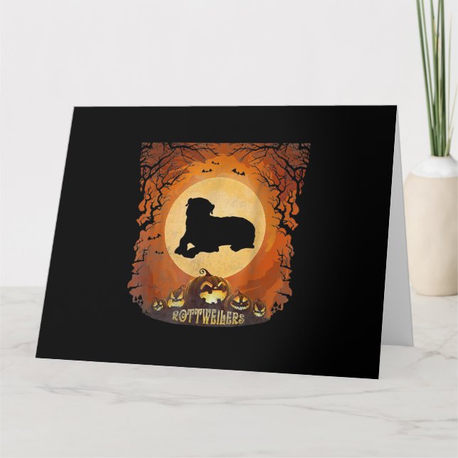 Rottweilers Full Moon Animal Silhouette Halloween Kort (Framsida)