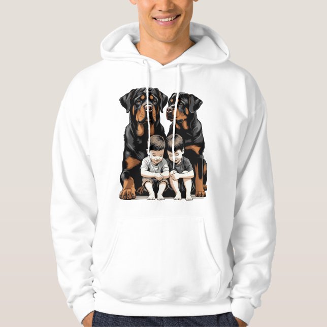Rottweilers, Protective Family Pet Hoodie (Framsida)