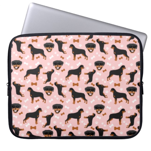 Rottweilers Rottie Hund Mönster Laptop Fodral (Framsidan)