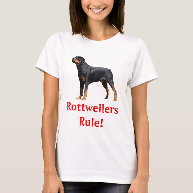 Rottweilers Rule Puppy Hund Dam Tee Shirt (Framsida)