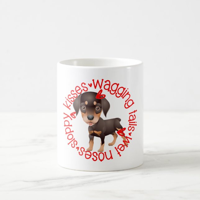 Rottweiller hund, slarviga kyssar kaffemugg (Center)