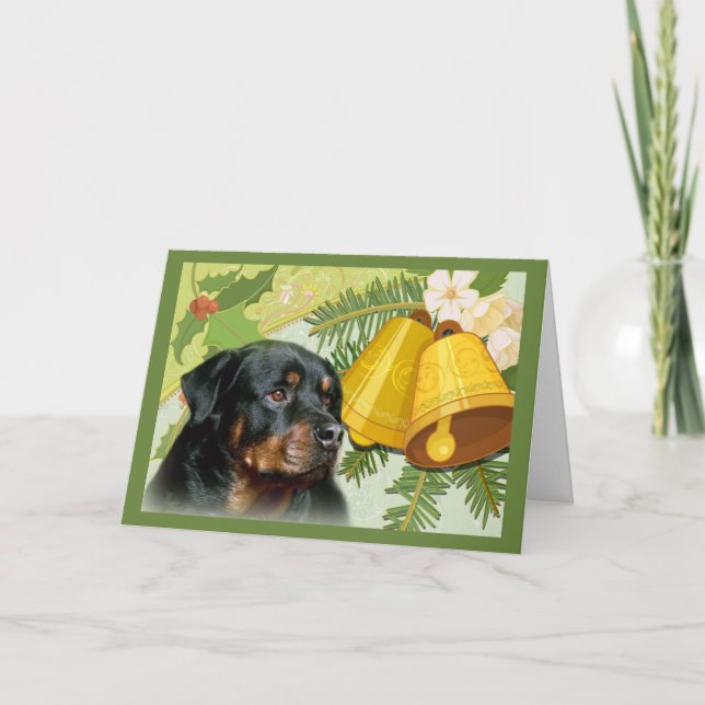 Rottweiller julkort Klockor Helgkort (Framsida)