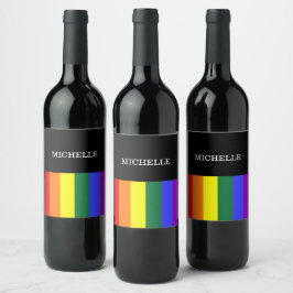 Rótulos Vinho Orgulho Gay Rainbow Personalizado Vinflaska Etikett