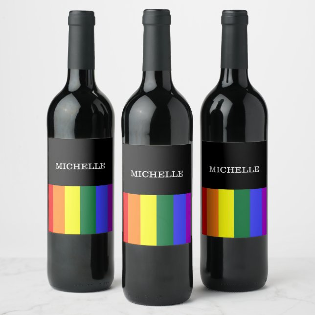 Rótulos Vinho Orgulho Gay Rainbow Personalizado Vinflaska Etikett (Flaskor)