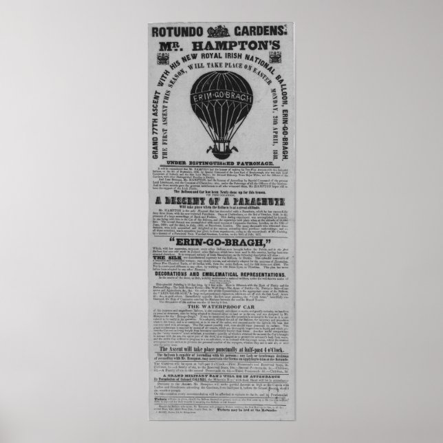 Rotunda Baloon ascent, Antique Dublin Ireland Poster (Framsidan)